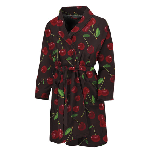 Cherry Fruit Pattern Print Men's Bathrobe