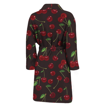 Cherry Fruit Pattern Print Men's Bathrobe