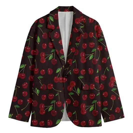 Cherry Fruit Pattern Print Men's Blazer