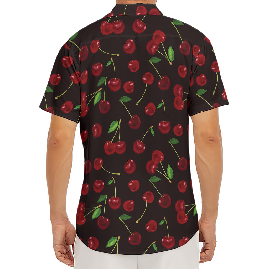 Cherry Fruit Pattern Print Men's Deep V-Neck Shirt