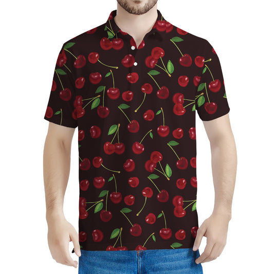 Cherry Fruit Pattern Print Men's Polo Shirt
