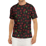 Cherry Fruit Pattern Print Men's Short Sleeve Rash Guard