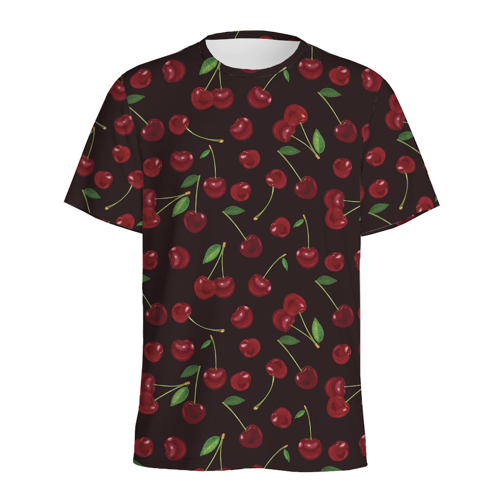 Cherry Fruit Pattern Print Men's Sports T-Shirt