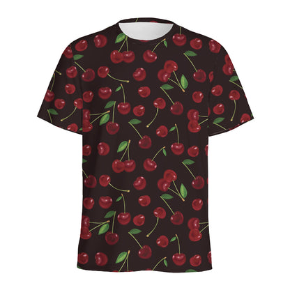 Cherry Fruit Pattern Print Men's Sports T-Shirt