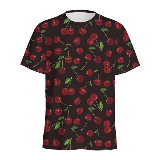 Cherry Fruit Pattern Print Men's Sports T-Shirt