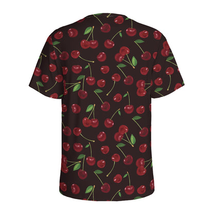 Cherry Fruit Pattern Print Men's Sports T-Shirt