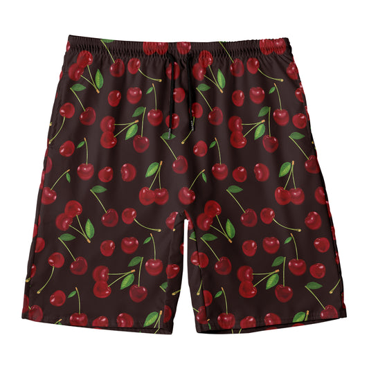 Cherry Fruit Pattern Print Men's Swim Trunks