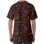 Cherry Fruit Pattern Print Men's Velvet T-Shirt