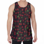 Cherry Fruit Pattern Print Men's Velvet Tank Top