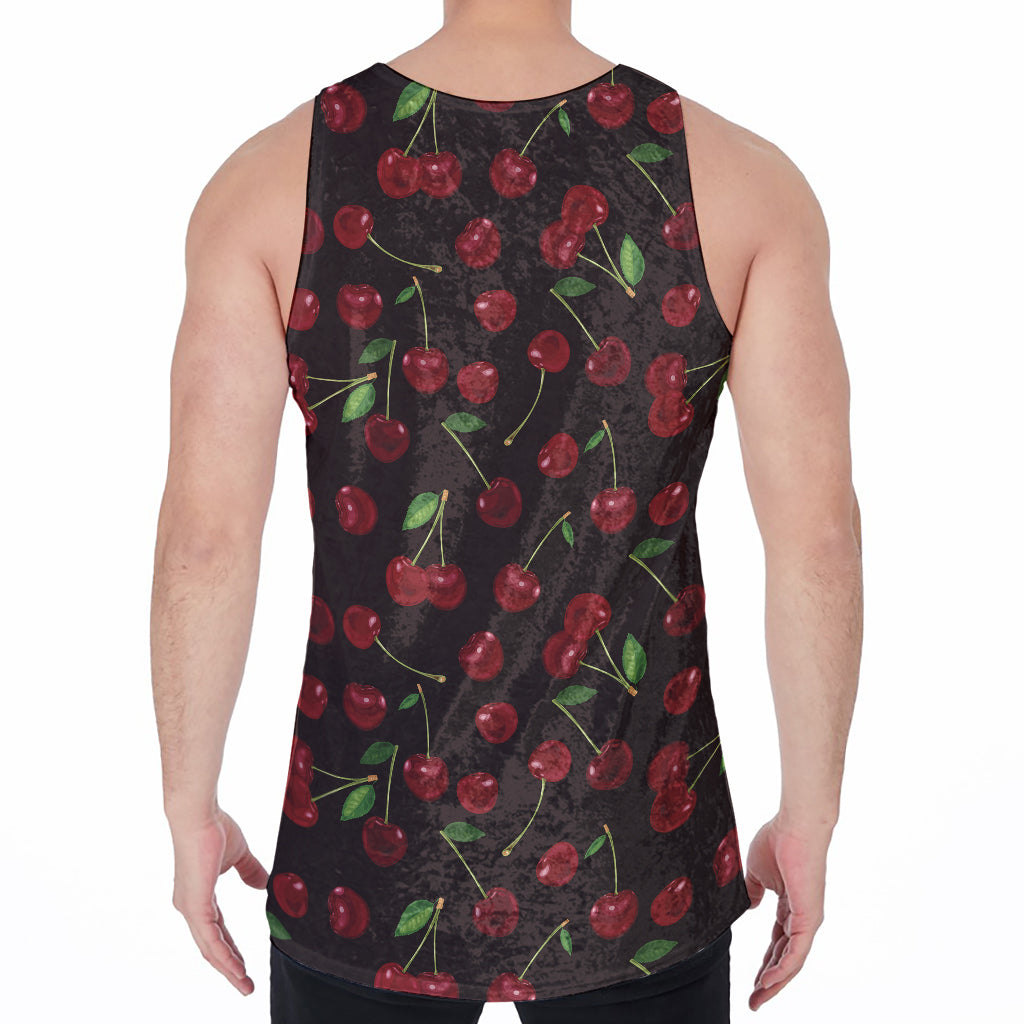 Cherry Fruit Pattern Print Men's Velvet Tank Top