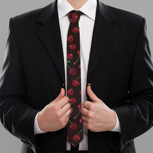 Cherry Fruit Pattern Print Necktie