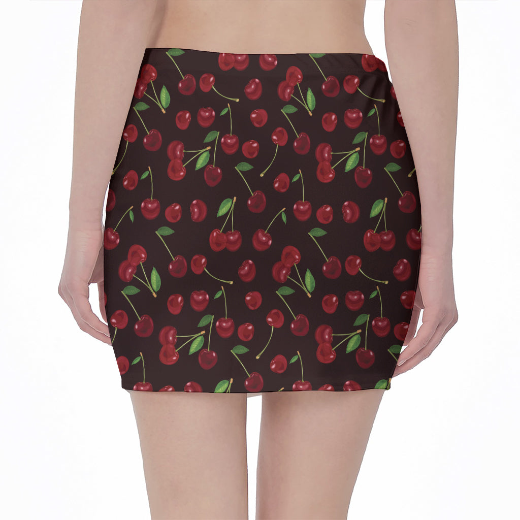 Cherry Fruit Pattern Print Pencil Mini Skirt