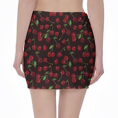 Cherry Fruit Pattern Print Pencil Mini Skirt
