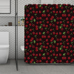 Cherry Fruit Pattern Print Polyester Shower Curtain