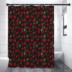 Cherry Fruit Pattern Print Premium Shower Curtain