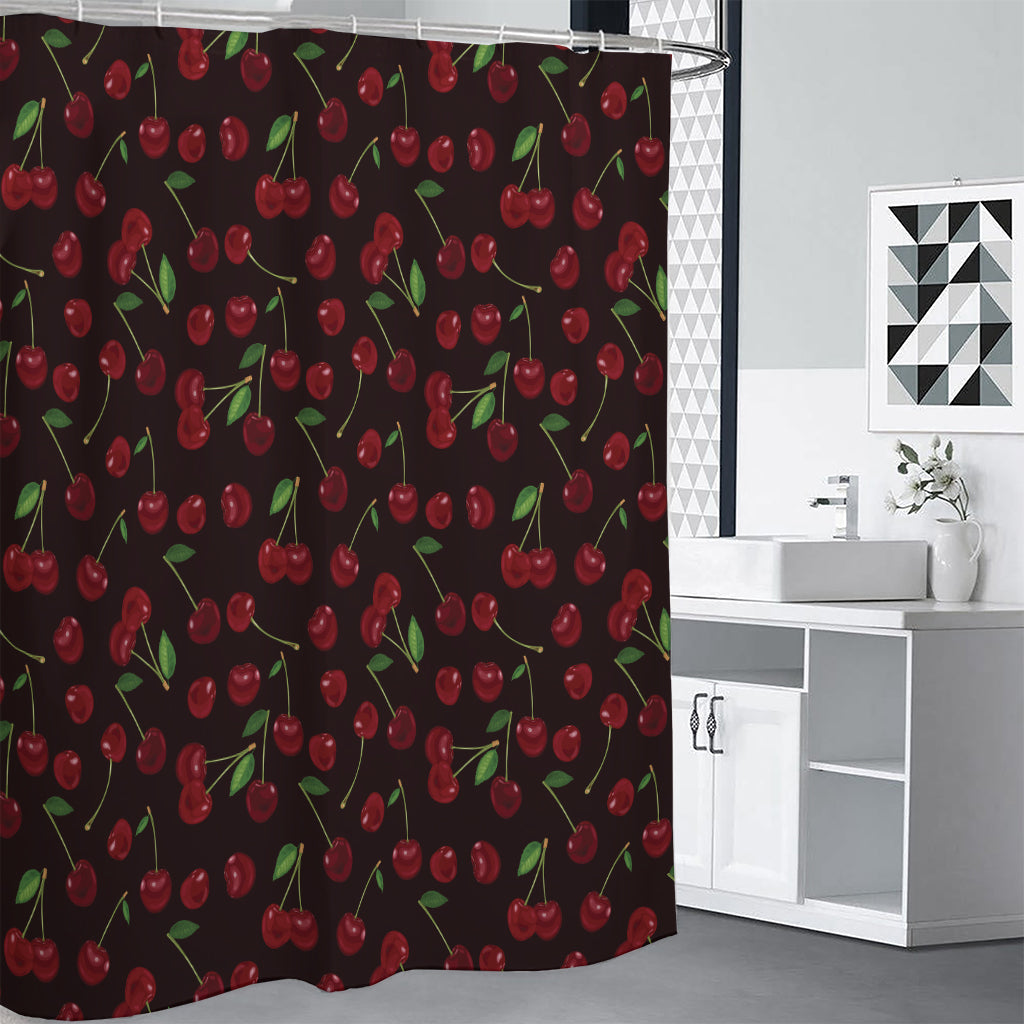 Cherry Fruit Pattern Print Premium Shower Curtain