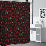 Cherry Fruit Pattern Print Premium Shower Curtain