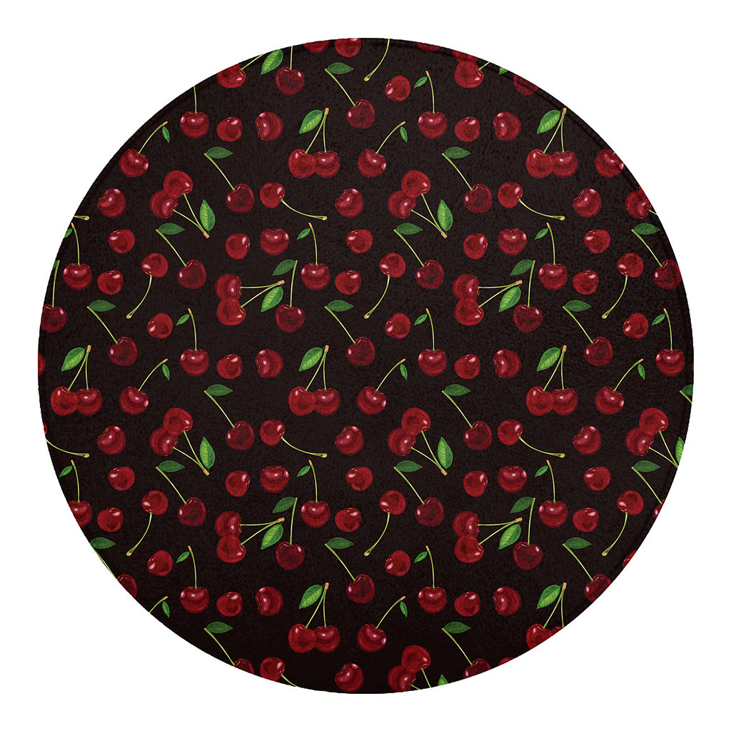 Cherry Fruit Pattern Print Round Blanket