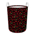 Cherry Fruit Pattern Print Round Laundry Basket