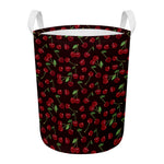 Cherry Fruit Pattern Print Round Laundry Basket