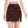 Cherry Fruit Pattern Print Side Slit Mini Skirt