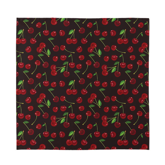 Cherry Fruit Pattern Print Silk Bandana