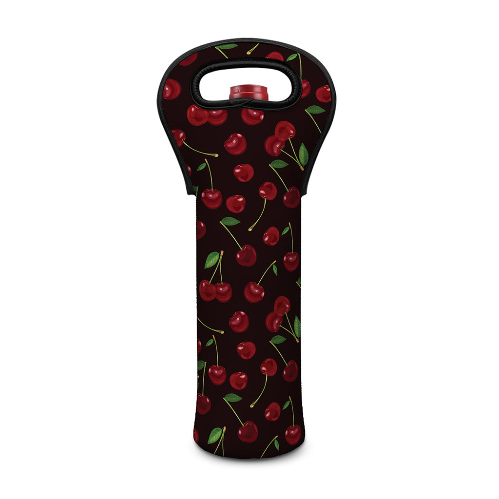 Cherry Fruit Pattern Print Single Neoprene Wine Tote