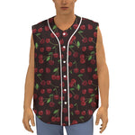 Cherry Fruit Pattern Print Sleeveless Baseball Jersey