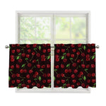 Cherry Fruit Pattern Print Tier Curtains