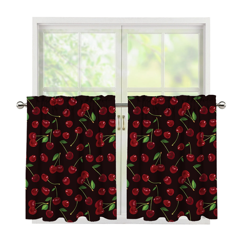 Cherry Fruit Pattern Print Tier Curtains