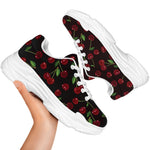 Cherry Fruit Pattern Print White Chunky Shoes
