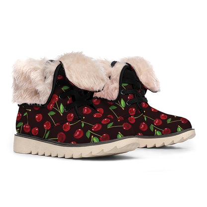 Cherry Fruit Pattern Print Winter Boots