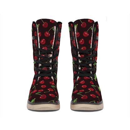 Cherry Fruit Pattern Print Winter Boots
