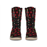 Cherry Fruit Pattern Print Winter Boots