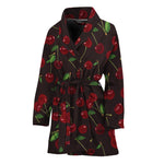 Cherry Fruit Pattern Print Women's Bathrobe