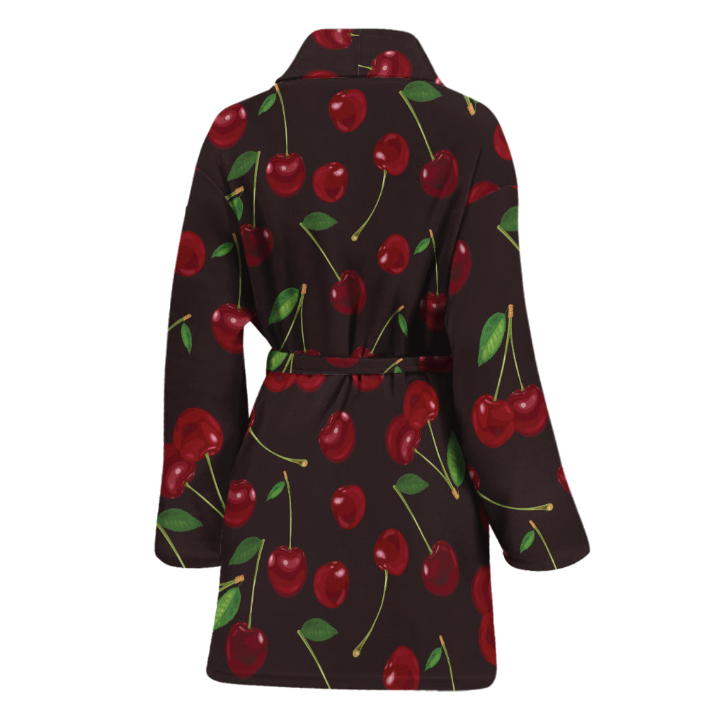 Cherry Fruit Pattern Print Women's Bathrobe