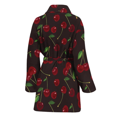 Cherry Fruit Pattern Print Women's Bathrobe