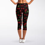Cherry Fruit Pattern Print Women's Capri Leggings