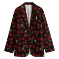 Cherry Fruit Pattern Print Women's Cotton Blazer