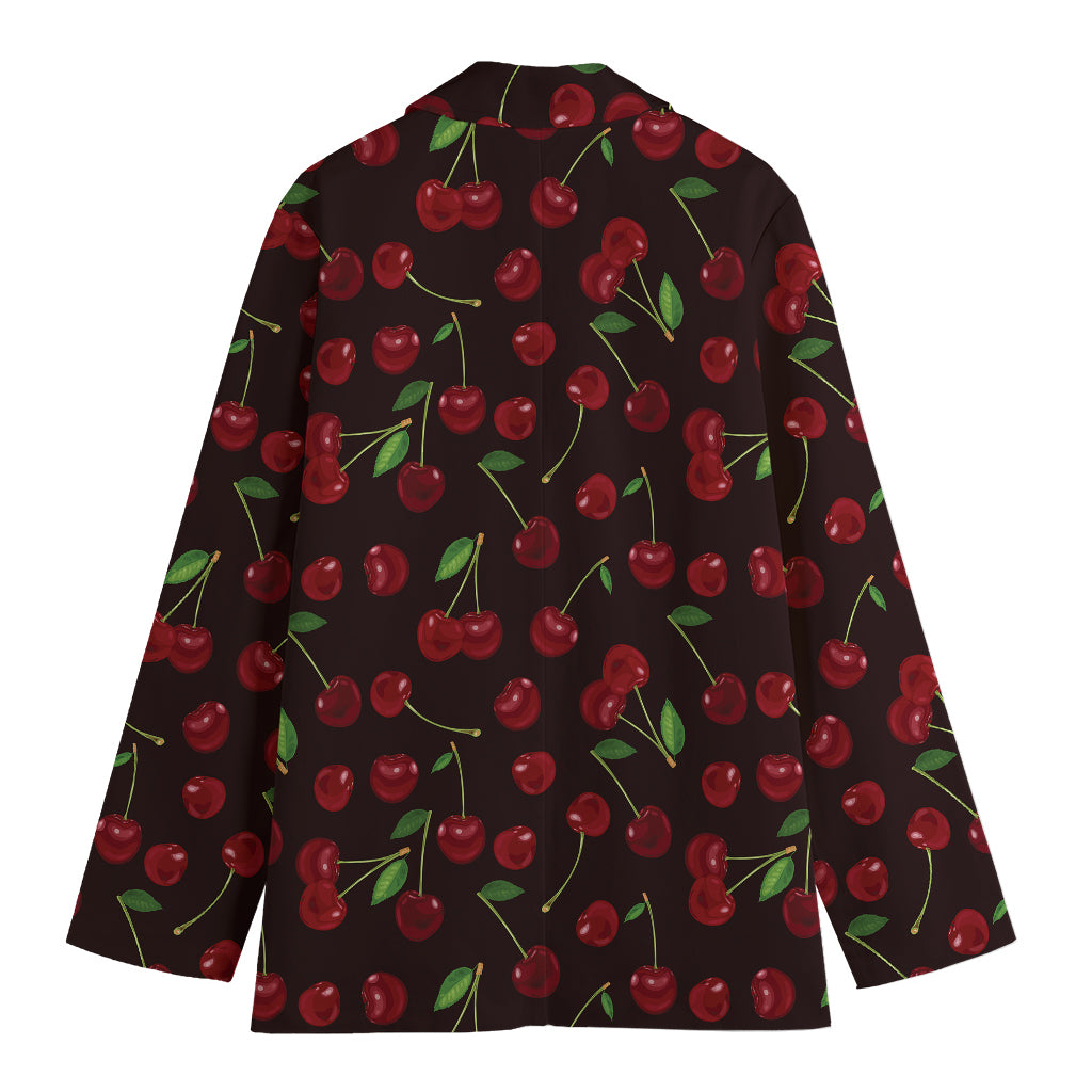 Cherry Fruit Pattern Print Women's Cotton Blazer