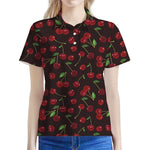 Cherry Fruit Pattern Print Women's Polo Shirt