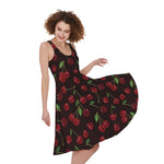 Cherry Fruit Pattern Print Women's Sleeveless Dress