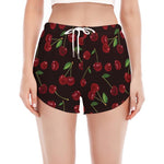 Cherry Fruit Pattern Print Women's Split Running Shorts