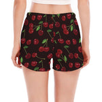Cherry Fruit Pattern Print Women's Split Running Shorts