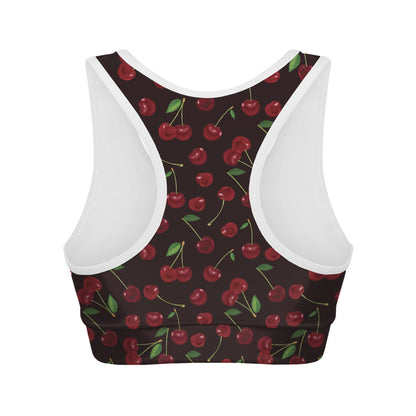 Cherry Fruit Pattern Print Women's Sports Bra