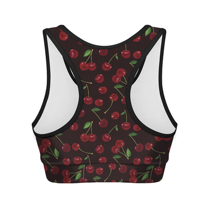 Cherry Fruit Pattern Print Women's Sports Bra