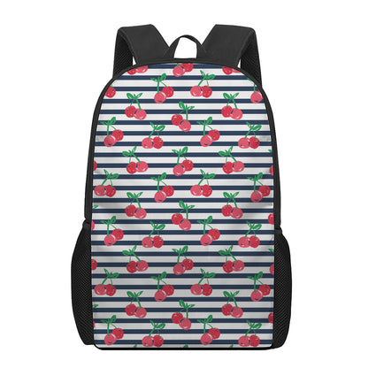 Cherry Striped Pattern Print 17 Inch Backpack