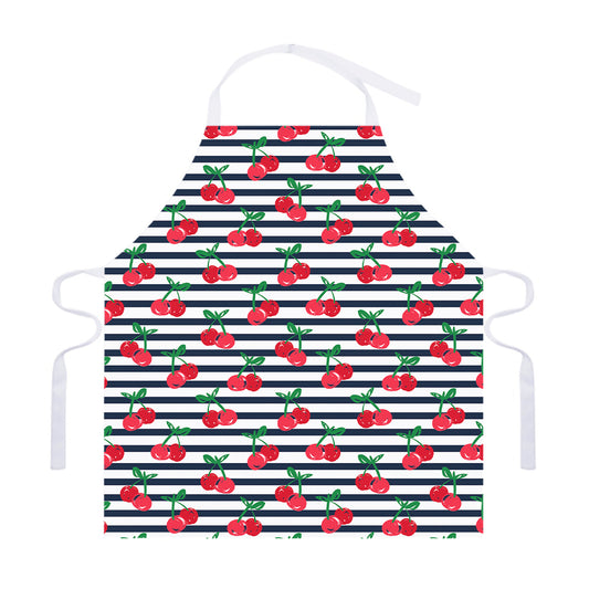Cherry Striped Pattern Print Adjustable Apron