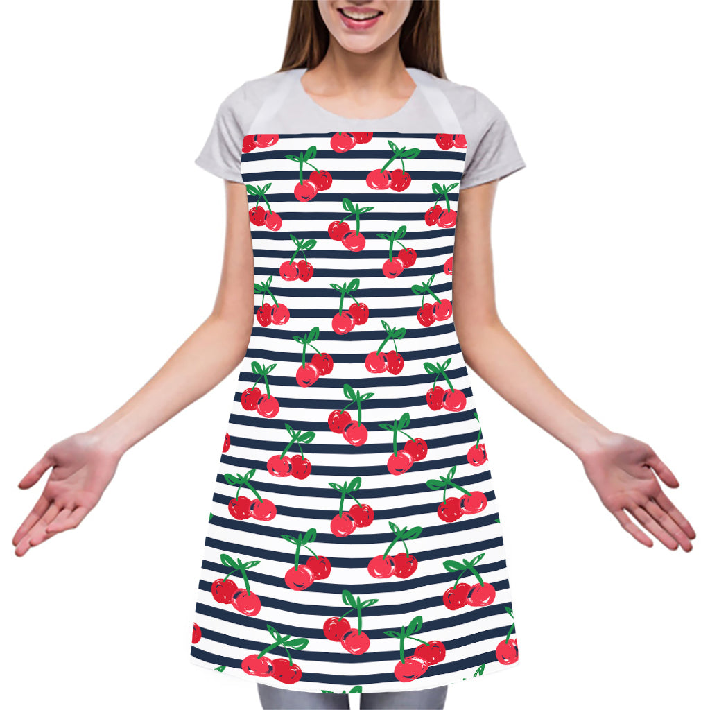Cherry Striped Pattern Print Adjustable Apron