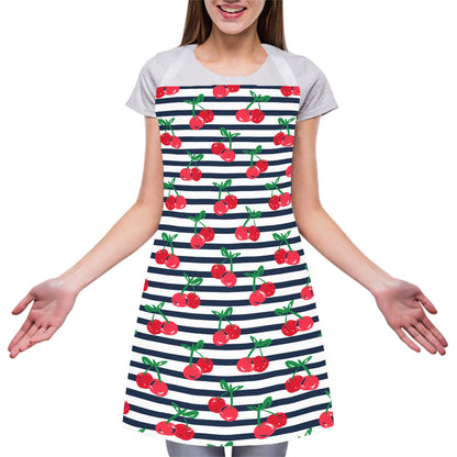 Cherry Striped Pattern Print Adjustable Apron